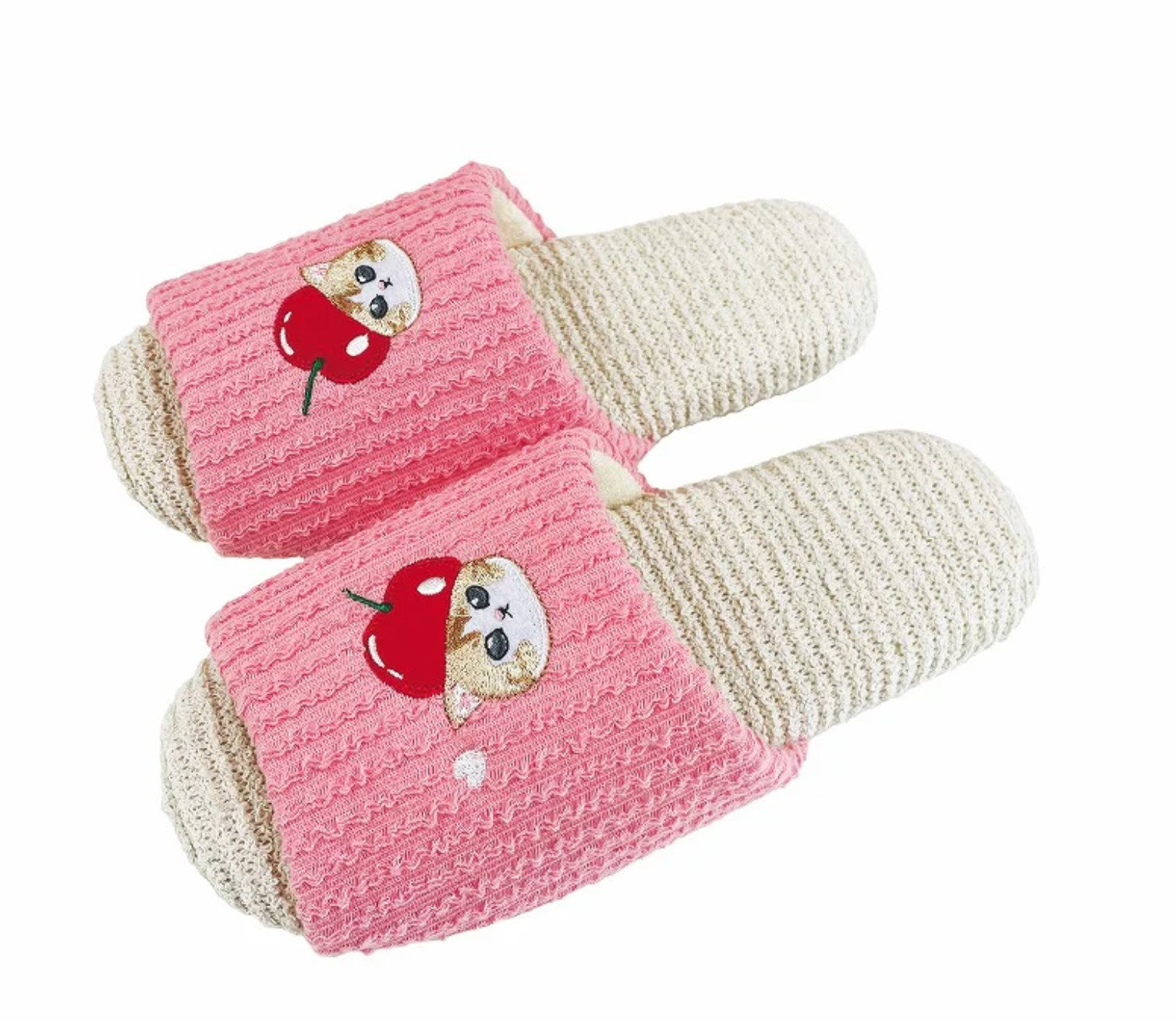 Cherry Neko - Pink Soft Slippers - Mofusand